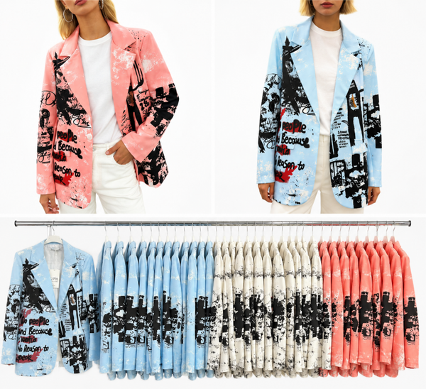Dames Blazer met Grafische Street-Art Print