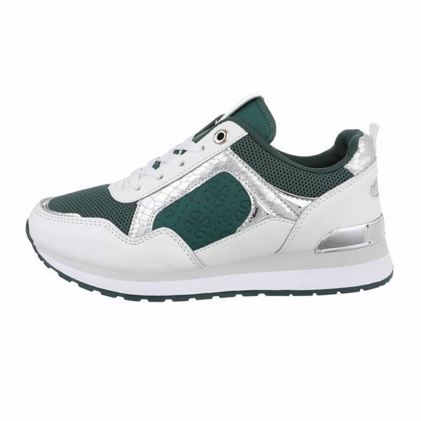 Trendy witte sneakers met groen accent – stijl en comfort in één