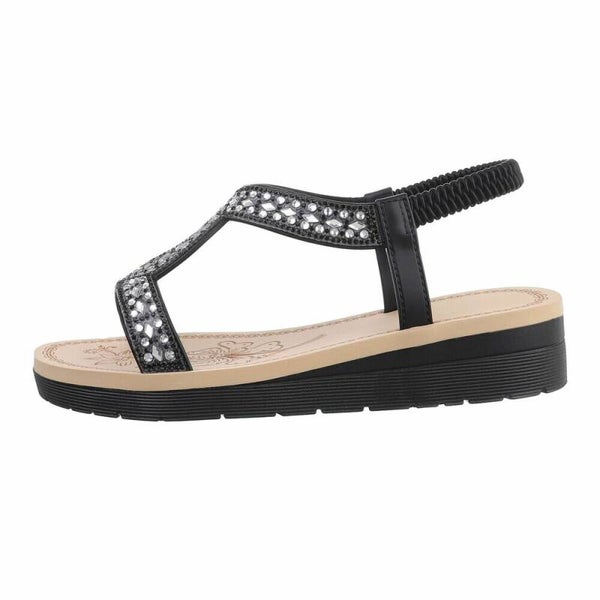 Zwarte Glitter Sandalen met Comfortzool