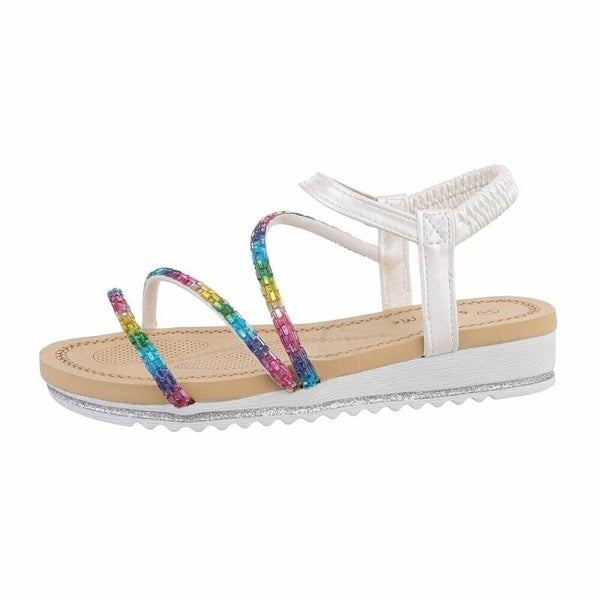 Witte Dames Sandalen met Gekleurde Strass Steentjes | Comfortabel & Zomers