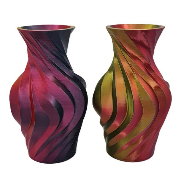 Spiraalvaas in 3 kleuren – 3D-geprint design in 20cm