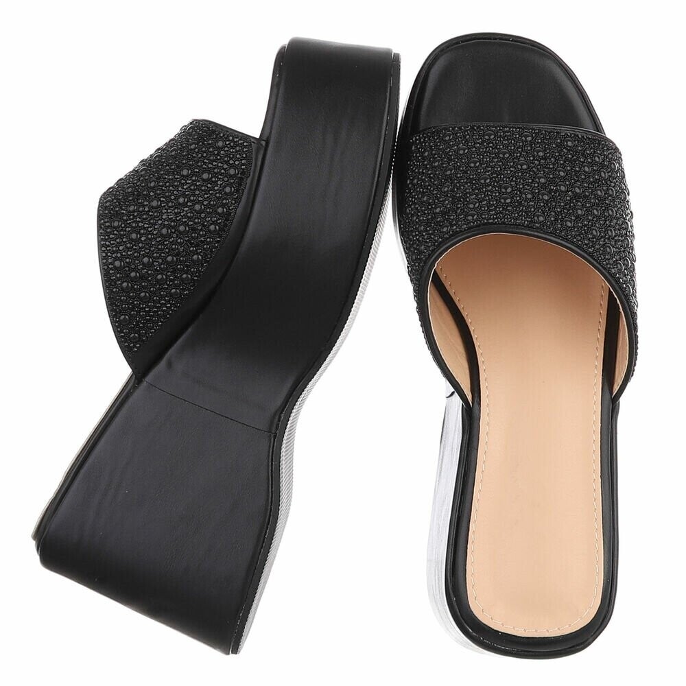 Trendy slippers met plateauzool en glitters