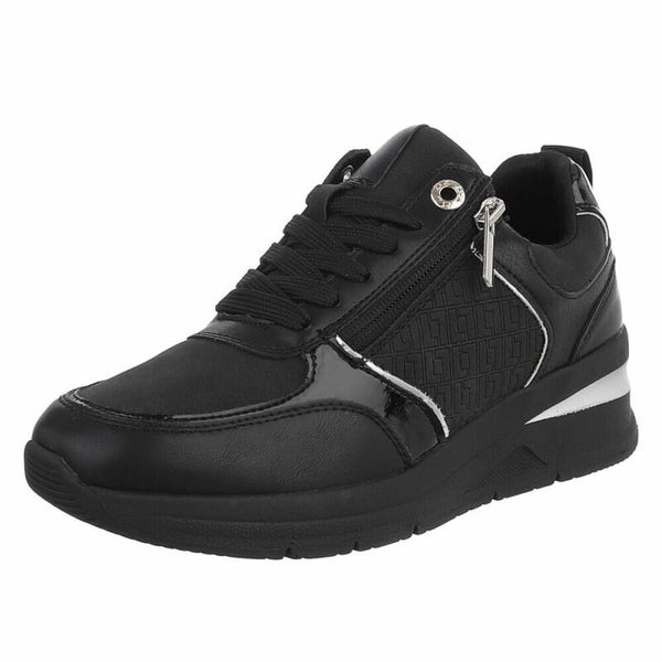 Zwarte Sneakers met Rits en Plateauzool