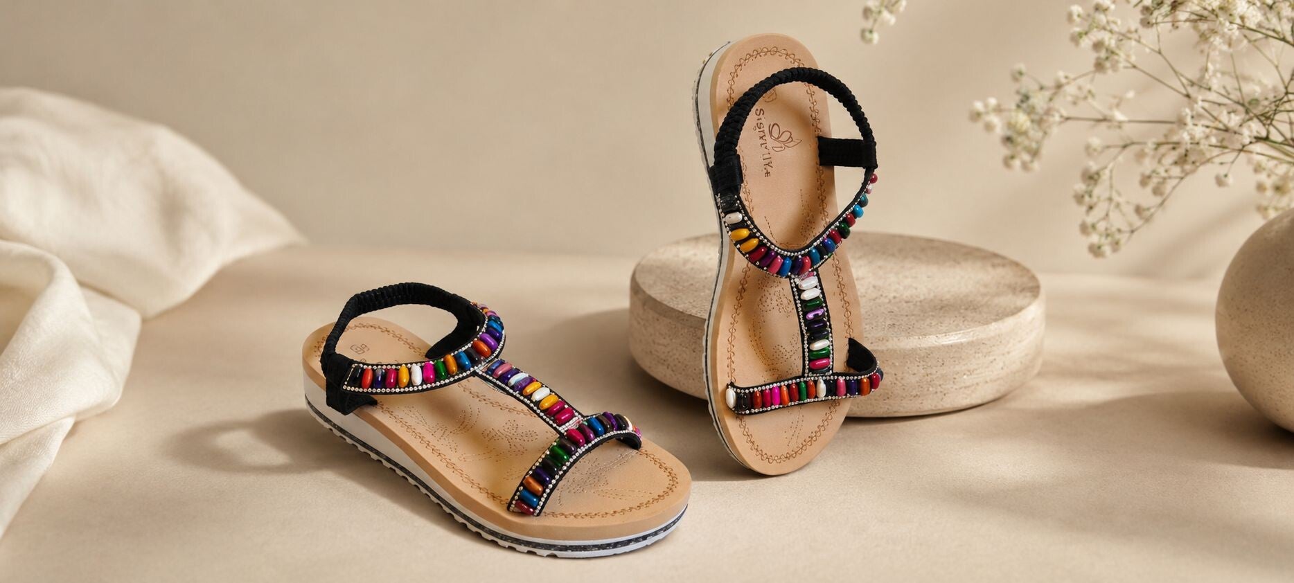 Dames Zomer Sandalen met Gekleurde Kralen
