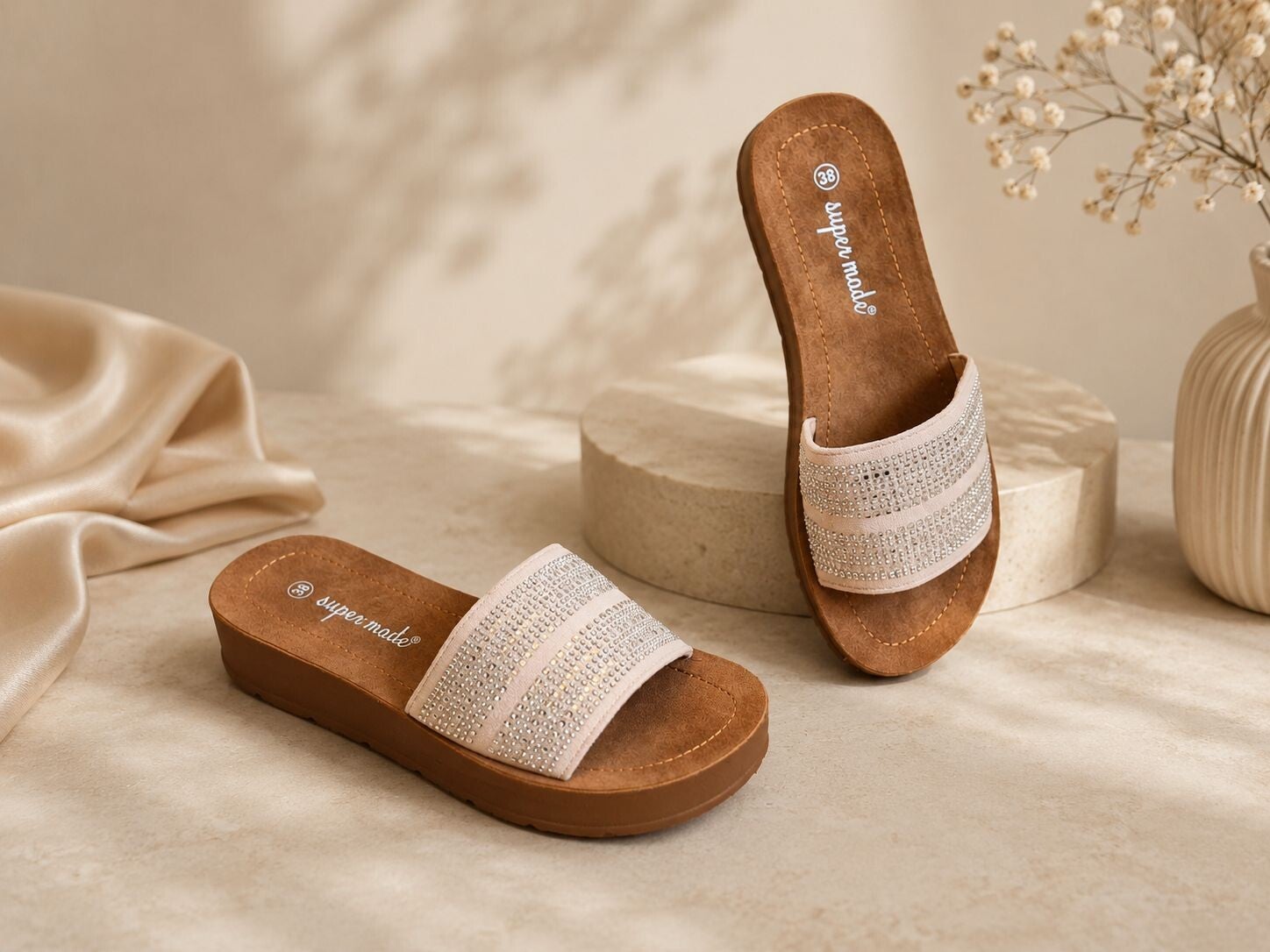 Dames Slippers met Strass Steentjes