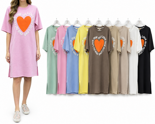 Love Heart T-Shirt Jurk voor Dames