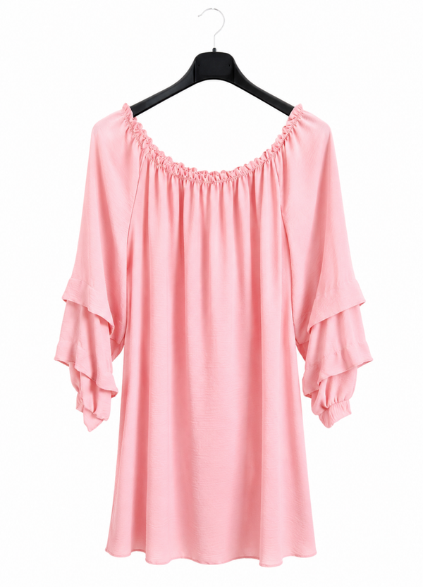 Lichtroze Off-Shoulder Jurk – Vrouwelijk, Luchtig & Trendy