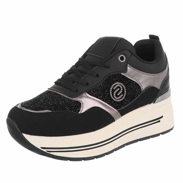 Chunky Sneakers met Glitterdetails en Platformzool