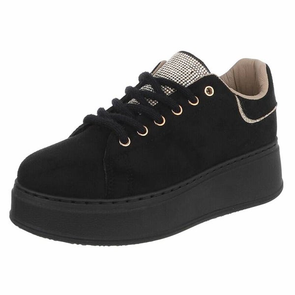 Dames Platform Sneakers met Strass en Suèdelook