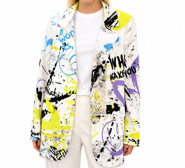 Dames Blazer met Graffiti Print en Street-Art Design