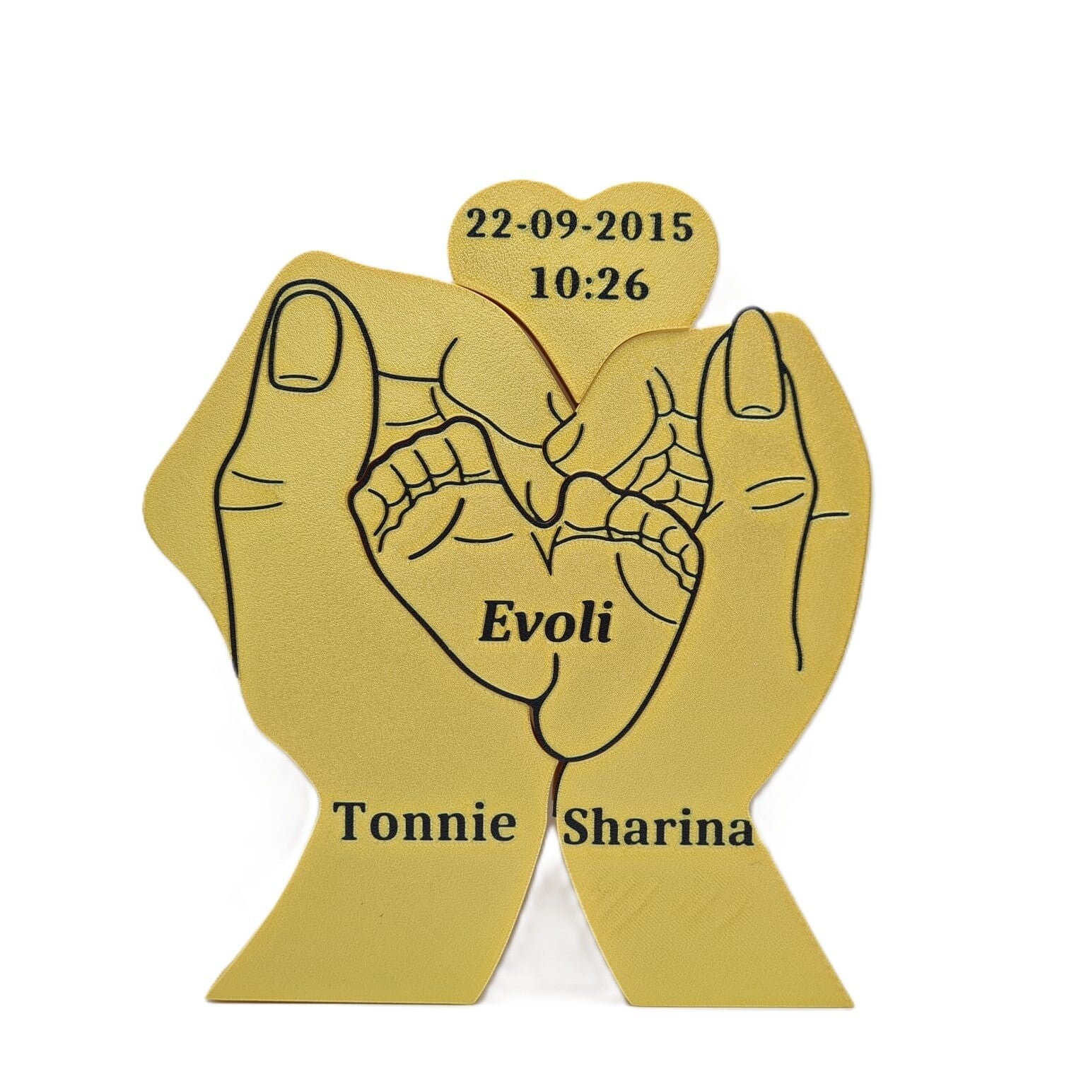 3D-geprint Beeld "Handen & Voetjes met Puzzel" – Symbolisch en Gepersonaliseerd