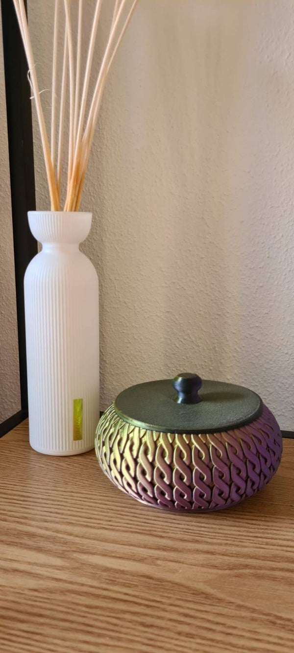 3D Geprint Decoratief Opbergdoosje – Gevlochten Design met Chameleon Effect