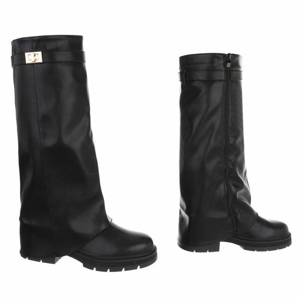 Dames Biker Laarzen met Gouden Detail
