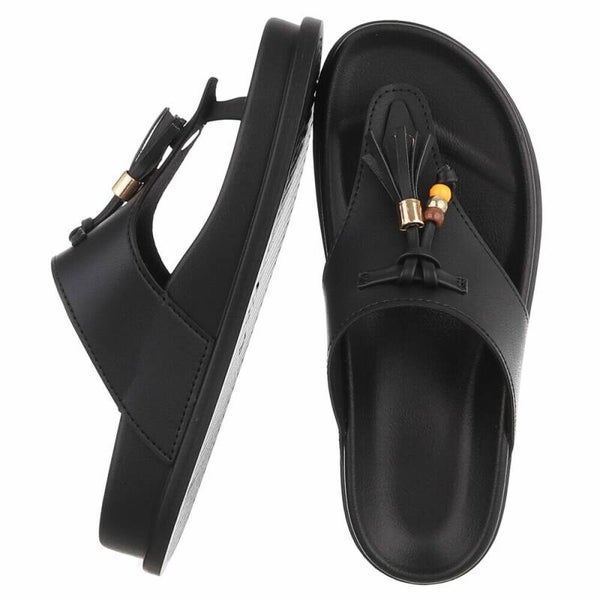 Dames Teenslippers met Kwastje en Kralen – Comfortabele Platform Muiltjes