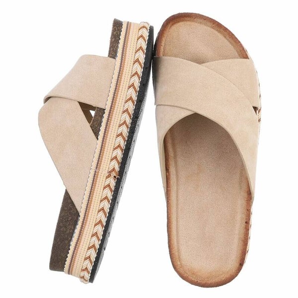 Comfortabele slippers met brede band en suède look