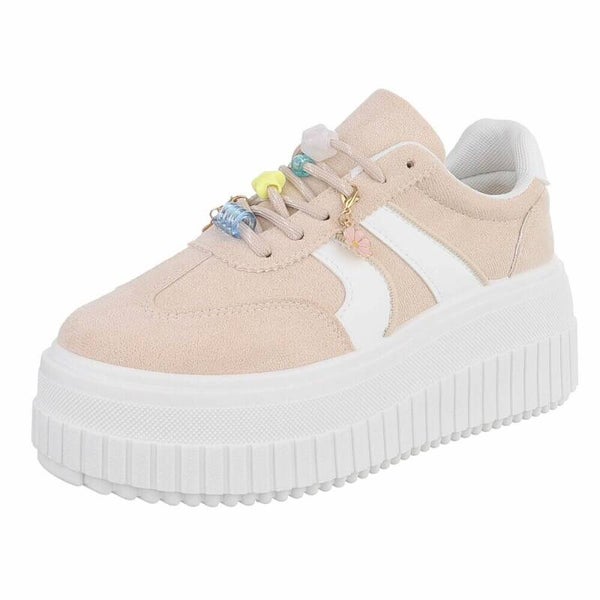 Platform Sneakers met Bedelveters en Ribbelzool