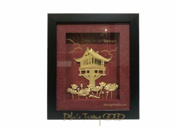 Quà tặng tranh chùa một cột mạ vàng 24k