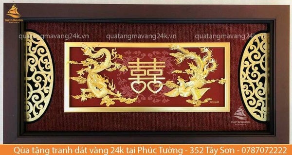 Tranh mạ vàng long phụng
