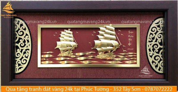 Tranh thuận buồm xuôi gió dát vàng 24k đẹp