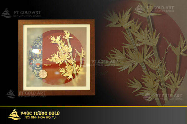 Tranh cây trúc mạ vàng 24k