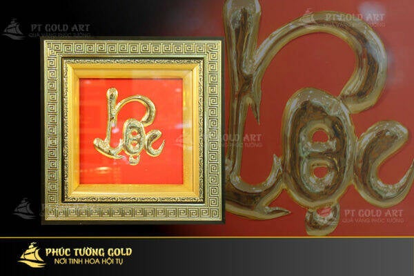 Tranh chữ Lộc mạ vàng đẹp tại Phúc Tường Gold