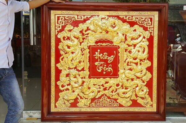 Tranh Rồng Hưng Thịnh mạ vàng