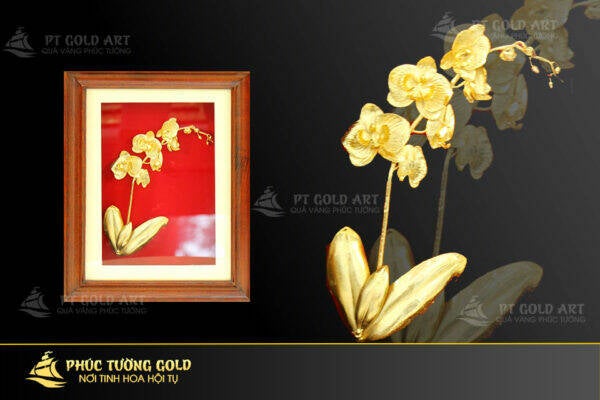 Tranh hoa lan 3D mạ vàng cao cấp