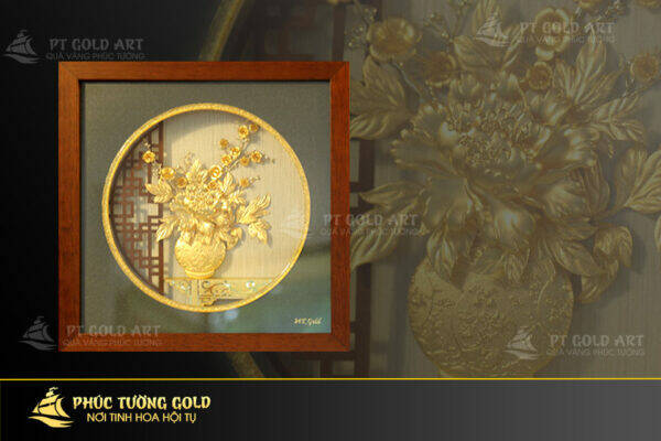 Tranh hoa mẫu đơn mạ vàng cao cấp tại Phúc Tường Gold