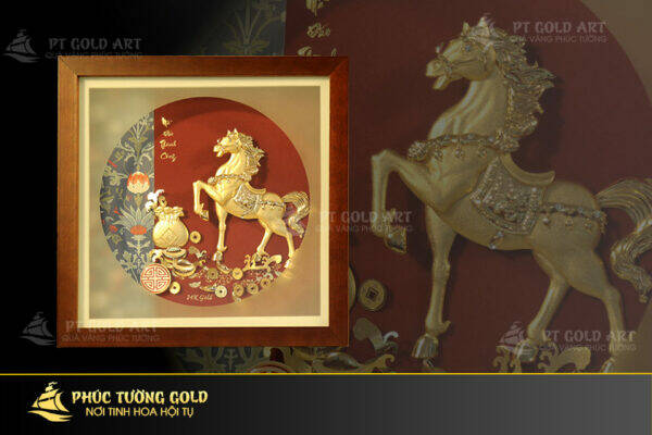 Tranh Ngựa Dát Vàng 24k tại Phúc Tường Gold - Mẫu 01