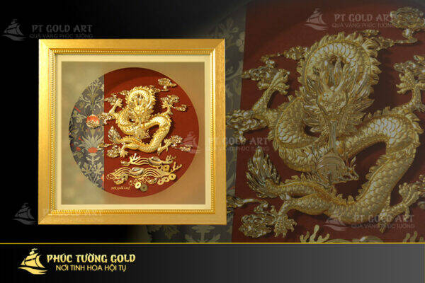 Tranh rồng dát vàng mẫu 1 tại Phúc Tường Gold