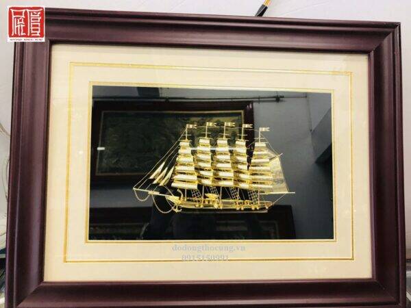 Quà tặng tranh thuyền buồm mạ vàng 24k sang trọng