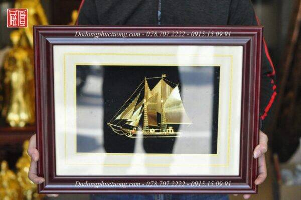 Tranh thuyền buồm mạ vàng 24k mẫu 3