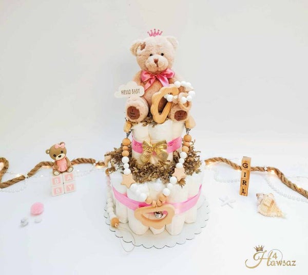 Lieve Luiertaart  - Roze - wolk