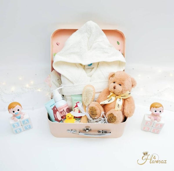 Luxe Gepersonaliseerd Kraamcadeau – Baby Koffertje Woodland Friends