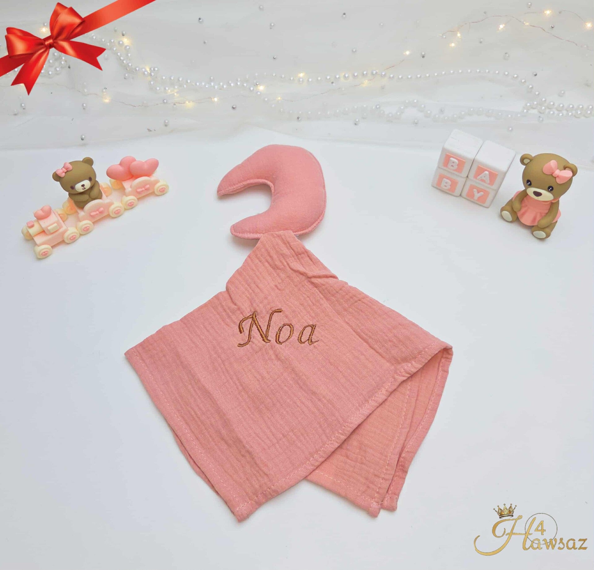 Het Eerste Favorietje - Knuffeldoekje Maan met of zonder naam