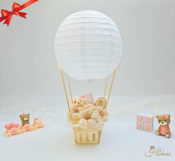 Kraamcadeau  voor meisje – Luchtballon met mini Beertje (Personaliseerbaar)