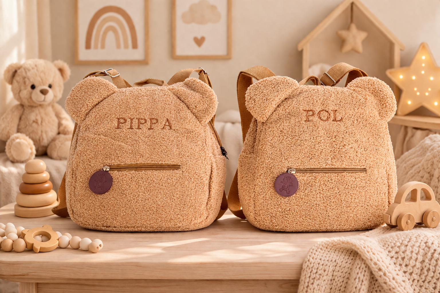 Teddy rugtas met naam – gepersonaliseerde kinderrugzak met GRATIS SLEUTELHANGER