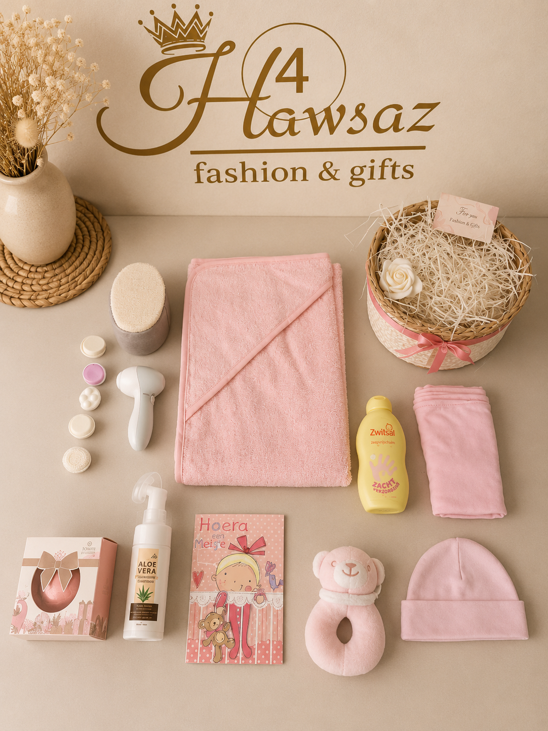 Kraamcadeau Meisje & Verwenpakket voor Mama – Luxe Cadeaumand