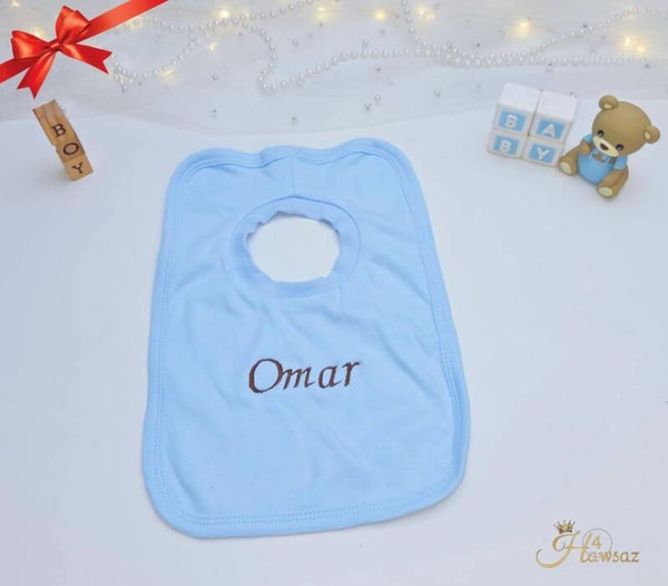 Soft Touch Slabbetje 33 Cm met naam - Blauw