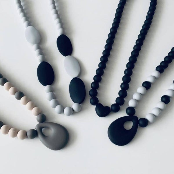 Koo-di Siliconen Bijtketting – Zwart met Hartje