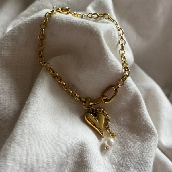 Heart pearl armband
