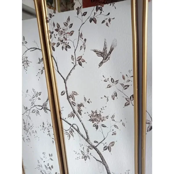 Antiqued Botanical Mirror Trio – Bird & Blossom Panel Set