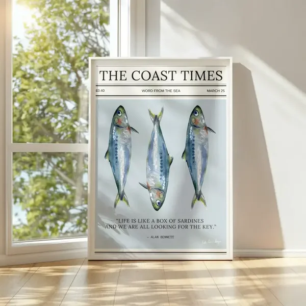Coastal Typography Print - Sardines Nautical Print
