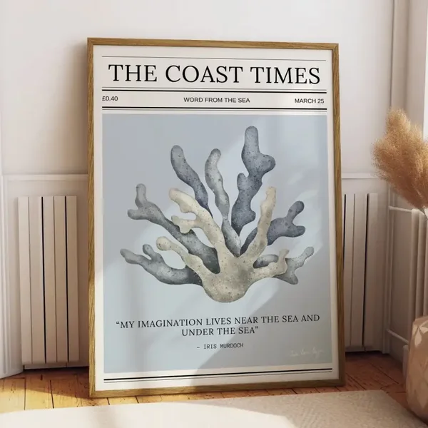 Coastal Typography Print - the Coast Times Coral
