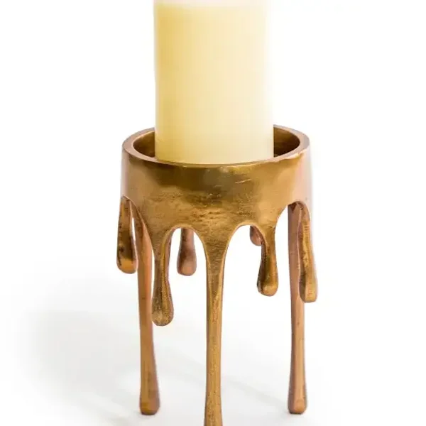 Medium Raw Nickel "Dali" Drip Candle Holder SILVER or GOLD