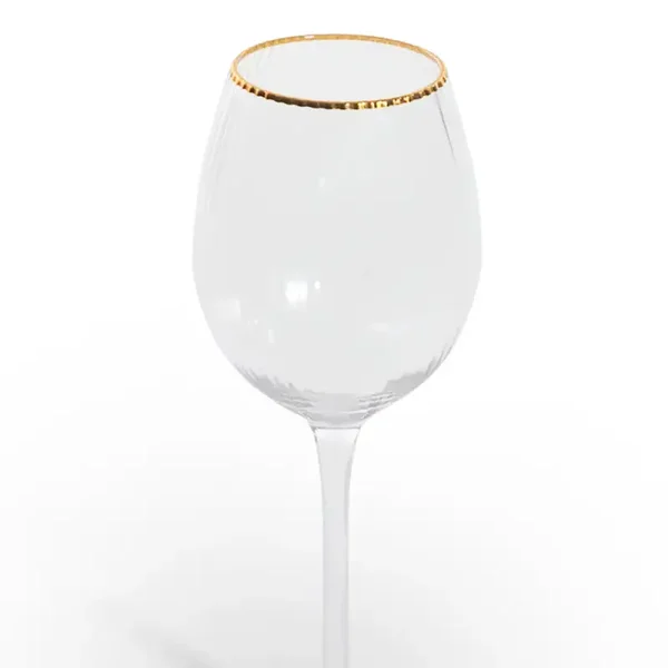 Set of 6 Traditional Wine Glasses with Gold Rims