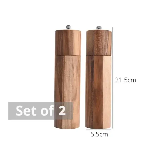 Wooden Salt and Pepper Grinders Set