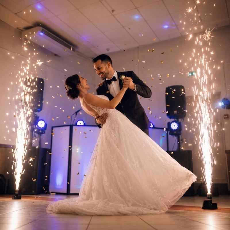Jets étincelles froides couple mariés dancefloor Loiret 45