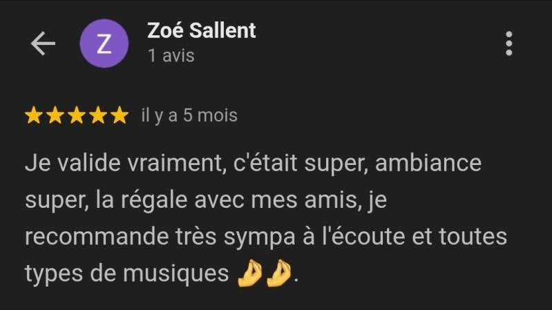 Avis Google 5 étoiles DJ Sound Event's Party Loiret
