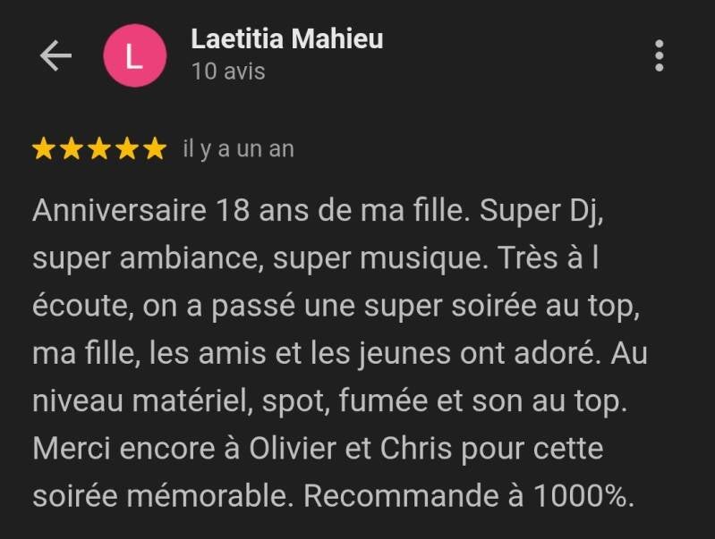 Témoignage Laetitia Mahieu anniversaire DJ Montargis
